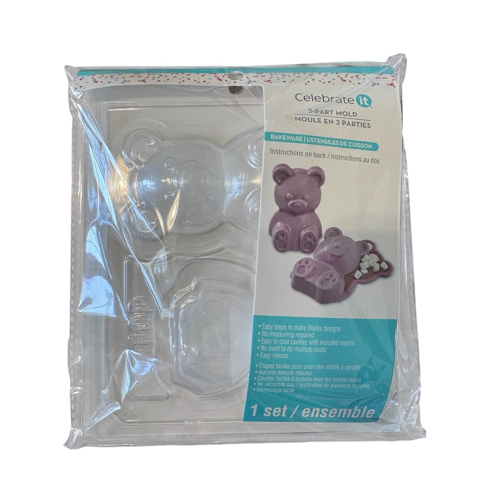 Celebrate It Clear Bear‎ 3-Part Mold Chocolate Bomb Baby Gift DIY Crafting New